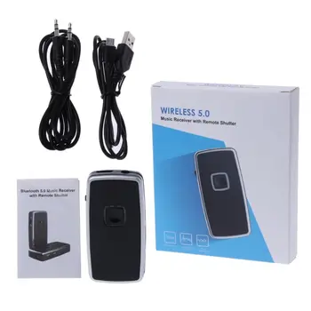 

Bluetooth 5.0 Receiver 3.5mm Aux Wireless Audio Adapter with Mini Bluetooth Camera Fuction for Car TV Headphones Speakers