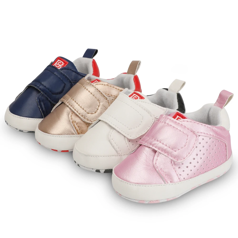 

Newborn Baby Boy Shoes Pu Leather First Walkers Hoop & Loop Infant Toddler Baby Boy Girl Soft Sole Crib Shoes 0-18 Months