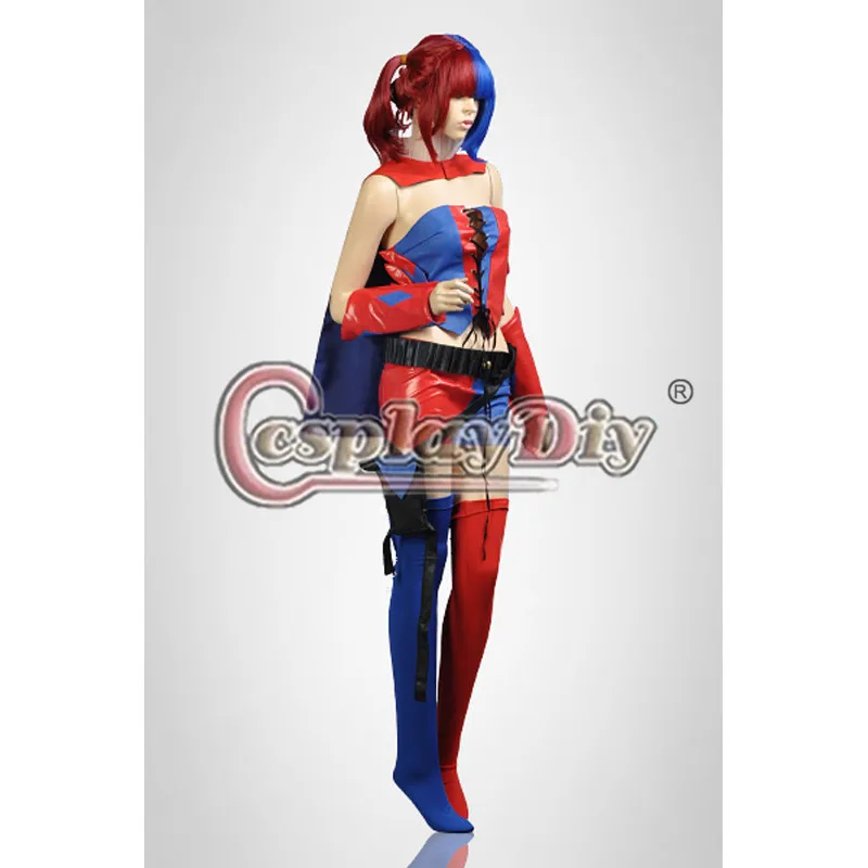  DC Comic New 52 Quinn Costumes Blue and Red Suicide Squad Cosplay Outfit Halloween Costumes for wom