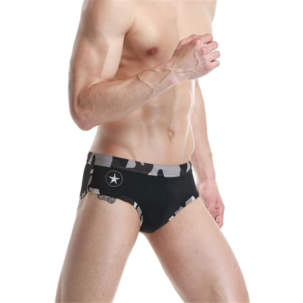 Плавание брюки для Для мужчин камуфляж сексуальное нижнее белье Для мужчин s нейлон дышащие трусы для плавания Мужские Шорты для купания W0321