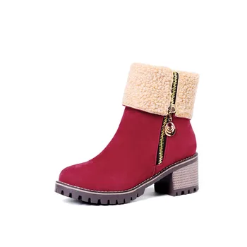 

LVABC Women Boot Warm Winter Boots Women Snow Boots Flock Women Shoes Lace Up Fur Ankle Boots Fashion Snow Shoes Size 34-43