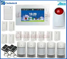 7 inch Touch screen Home Security FSK 868MHZ GSM Alarm System detailed menu multi language drop