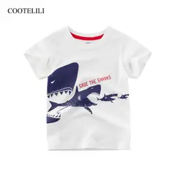 COOTELILI/футболки для мальчиков, Детские хлопковые летние футболки, топы, 2019 г., футболки с принтом животных, рыб для девочек, детская одежда
