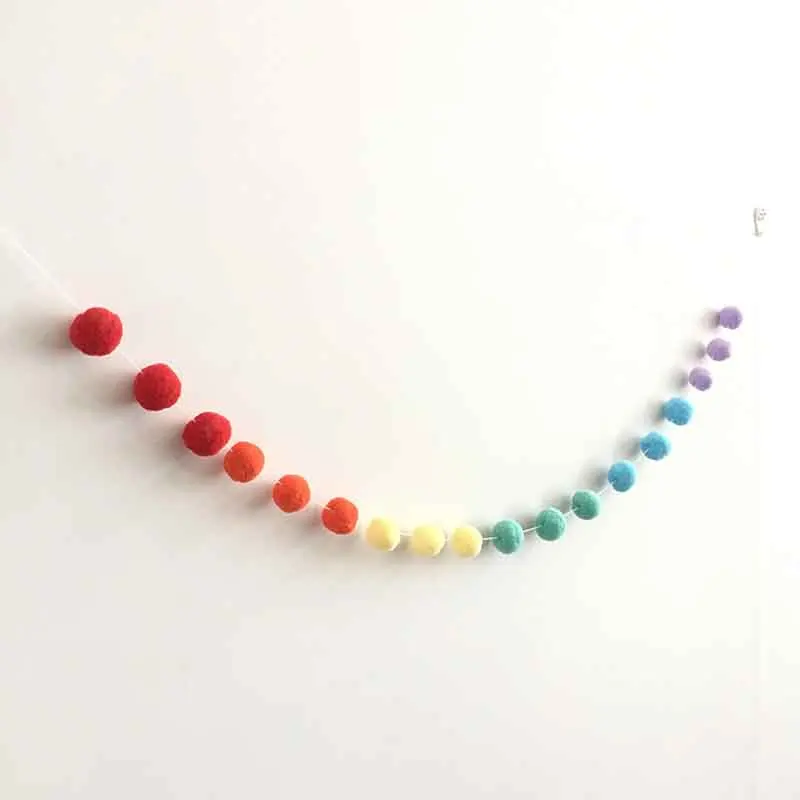 

2M 30 Balls Nordic Series Hair Ball Decoration Pendant Pom Wool Felt Ball Garland Pom For Kids Room DIY Home Party Decoration