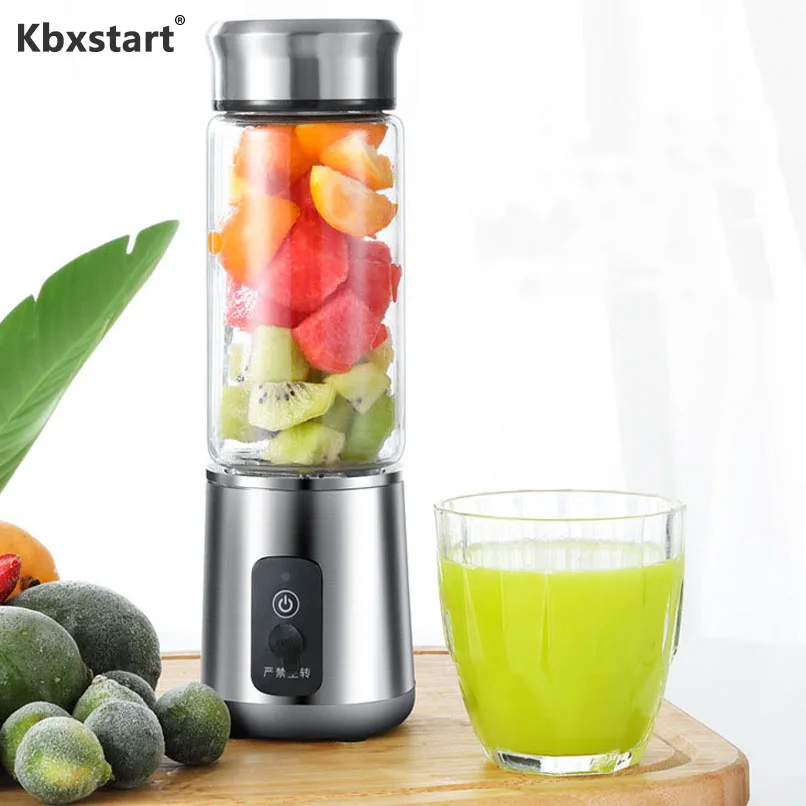 

Kbxstart Electric Multifunction Automatic Juicer Portable Wireless USB Recharging 6 Blades Juice Cup Blender Cut Mixer 380ml
