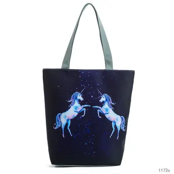 

Mikyahouse Two Unicorn Printed Women Handbag Summer Fashion Ladies Beach Bag Large Capacity Female Travel Shoulder Bag Daily Bag