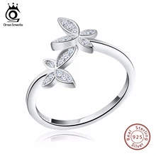 ORSA JEWELS Fashion Silver 925 Adjustable Rings Flower Design Sterling Silver Ring with Austrian Cubic Zirconia for Women SR10