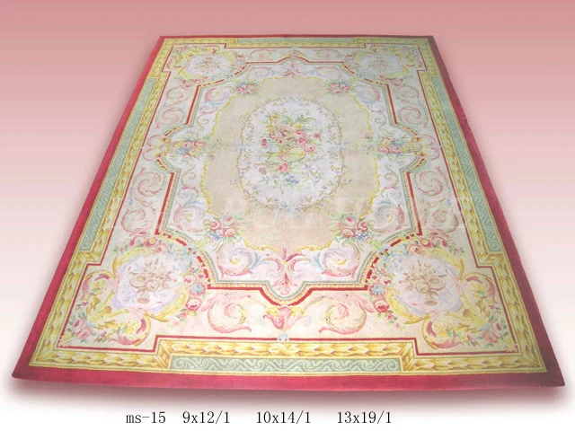 

Free shipping 13'x19' 90Line Aubusson Design Savonnerie rug hand knotted wool renaissance carpet for home decoration
