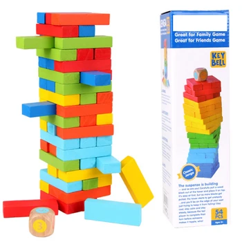

New 54 Pcs/Set colorful Wooden Tower Building Blocks Kids Gift Developmental Toys Board Play Game Gift Toy D81