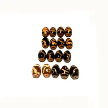 1 шт./лот, Агатовые Бусины, черные серьги, золотая линия дзи 10*14 мм, двойные тигровые зубы, 2 глаза, лотос, мужские и женские ювелирные изделия, сделай сам