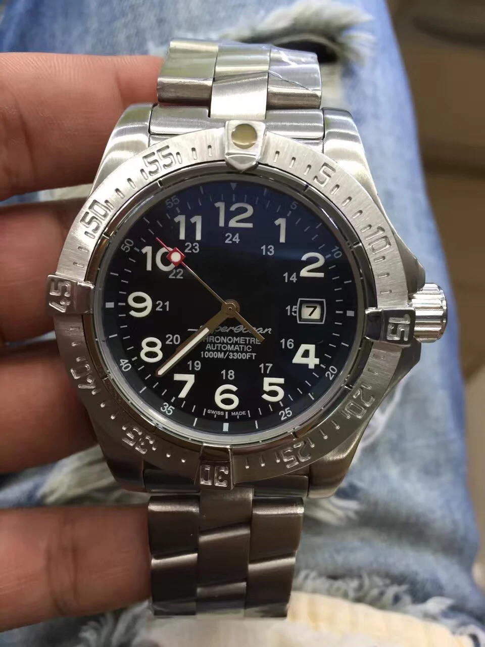 

Top quality luxury fashion stainless steel watchband shell calendar Super ocean culture series rugged atmosphere men's watch