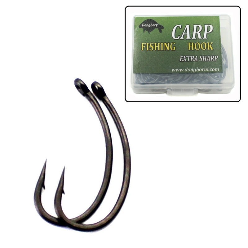 

100 PCS #2 #4 #6 #8 Telflon Coated Needle Sharp Curve Carp Fishing Hooks High Carbon Steel Matt Black Barbed Pop up Carp Hook