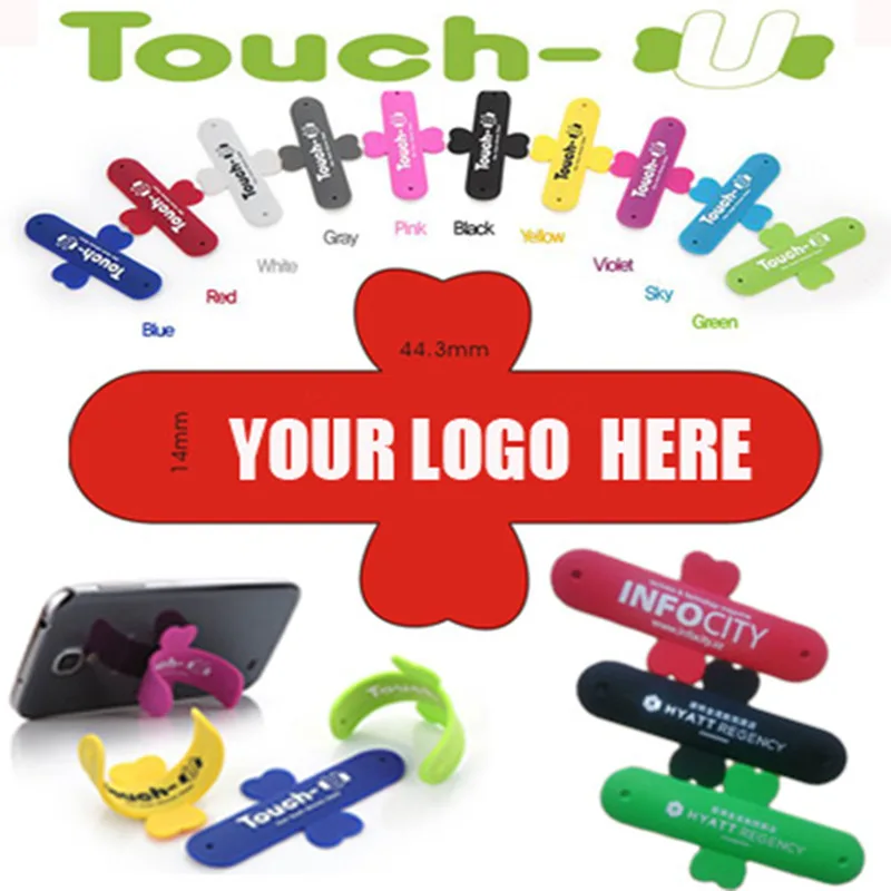 Заказной сенсорный U телефон стенд силиконовый держатель Пользовательский логотип для большинства мобильных телефонов Apple 6 samsung рекламная компания подарок Премиум