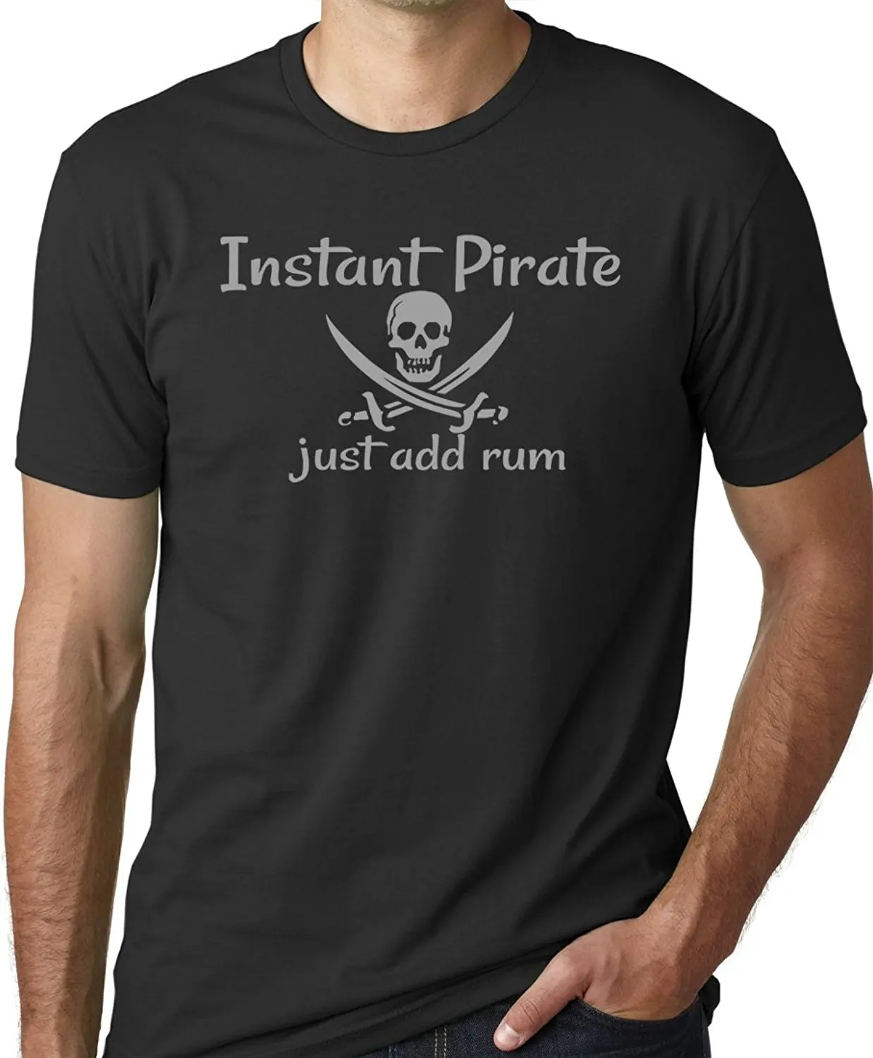 

Instant Pirate Just Add Rum Funny Drinking T-Shirt Printed Men T Shirt Clothes Top Tee Summer Short Sleeves Cotton Fashion