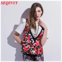 Жаккардовый женский жакет с принтом розы, весна-лето, без рукавов, однобортный, тонкий, высокого качества, Повседневный, жакет