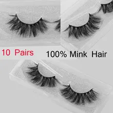 10 пар ручной Толстая натуральной мягкой реального норки волос Накладные ресницы крест длинные ресницы расширение большой Средства ухода для век Красота Макияж инструмент