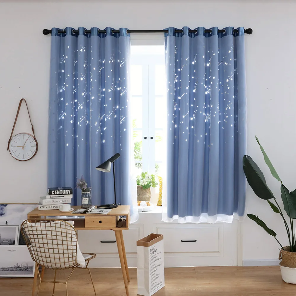 Us 14 7 37 Off 1pcs Meteor Shower Hollow Curtain Hollowing Out Door Window Grommet Top Curtain Drape Panel Sheer Scarf Valances 100x200cm S In