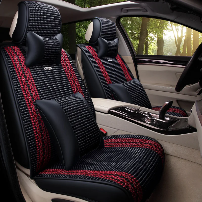 

KKYSYELVA 2019 New high-end 5-seat car ice silk front and rear pad protection pad for most market models