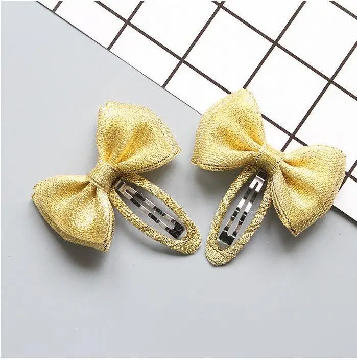 

1 Pair Hot Sale European New Fashion Cute Gold Silver Bow Hair Clip Barrettes Hairpin Jewelry For Girl Hair Accessories