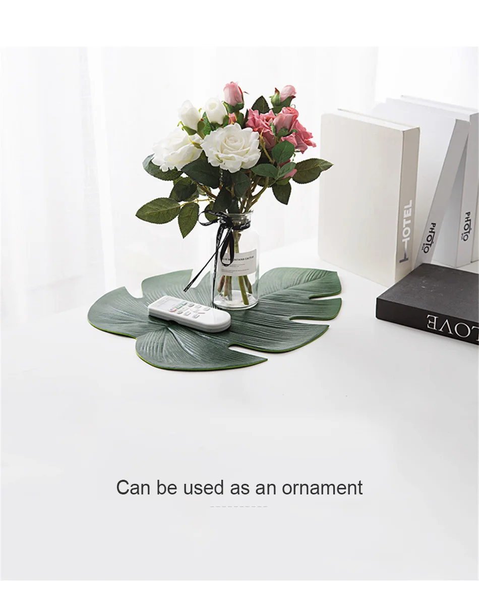 Simulated Turtle Back Leaf Placemat Artificial Plant Insulation Non-slip Tableware Home Western anti-hot plate Table Decor Mats (9)