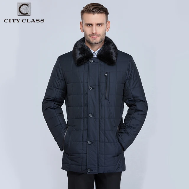 CITY CLASS Новых Мужские Бизнес Теплые Зимние Пальто Куртки удлинный тинсулейт наполнитель Thinsulate Классический Съемная Подкладка Норки воротник, класические зимние куртки CC15335