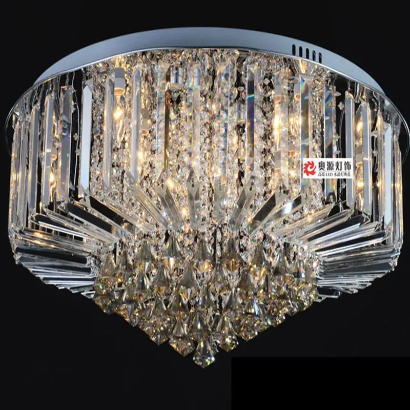 New modern flush mount low wattage k9 crystal ceiling chandeliers LED lighting fixtures E14 halogen bulbs
