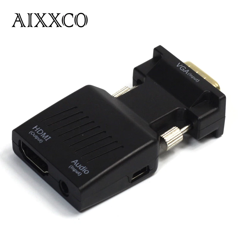 AIXXCO 1080P VGA в HDMI видео конвертер адаптер с мини USB кабель питания 3,5 мм аудио кабель vga2hdmi для HDTV DVD PC