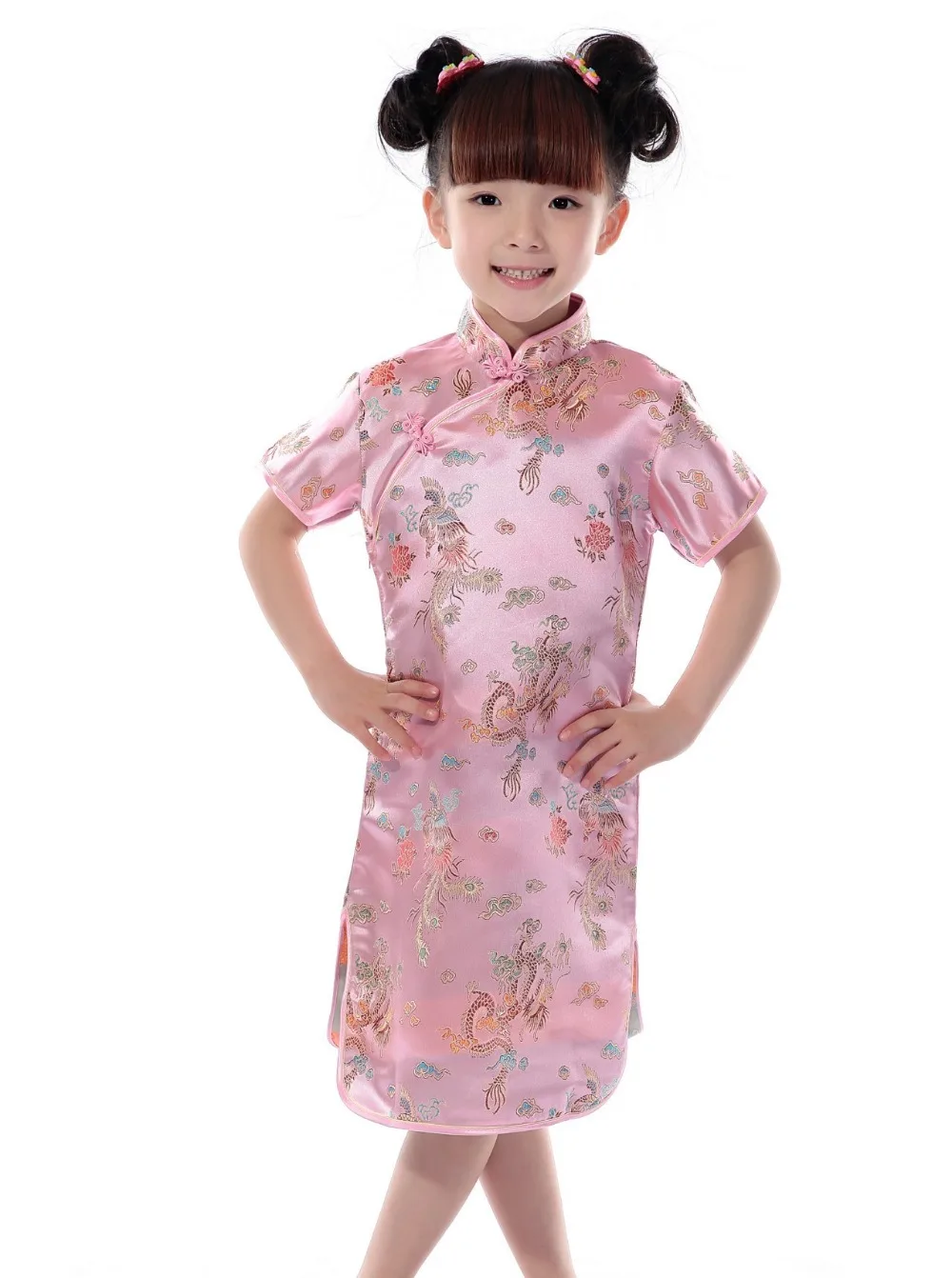Shanghai Story Baby Girls Chinese Style QiPao Dress Brand Dragon & Phoenix Cheongsam For Girls Kids Performance Costume