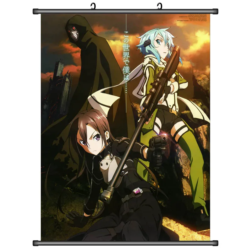 Sword Art Online: Asada Shino 60X80 см японский HD аниме постер тканевая картина баннерная