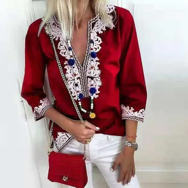 

2019 Long Full Sleeve Women Blouses Spring Floral Large Vintage Elegant Big Sexy Vintage Casual Chiffon Pluse Sizes Tops Shirts