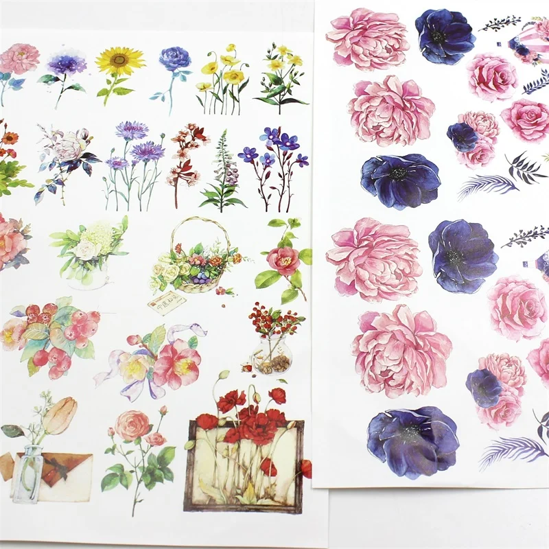 KSCRAFT Colorful Flowers Self adhesive Paper Sticker for Scrapbooking