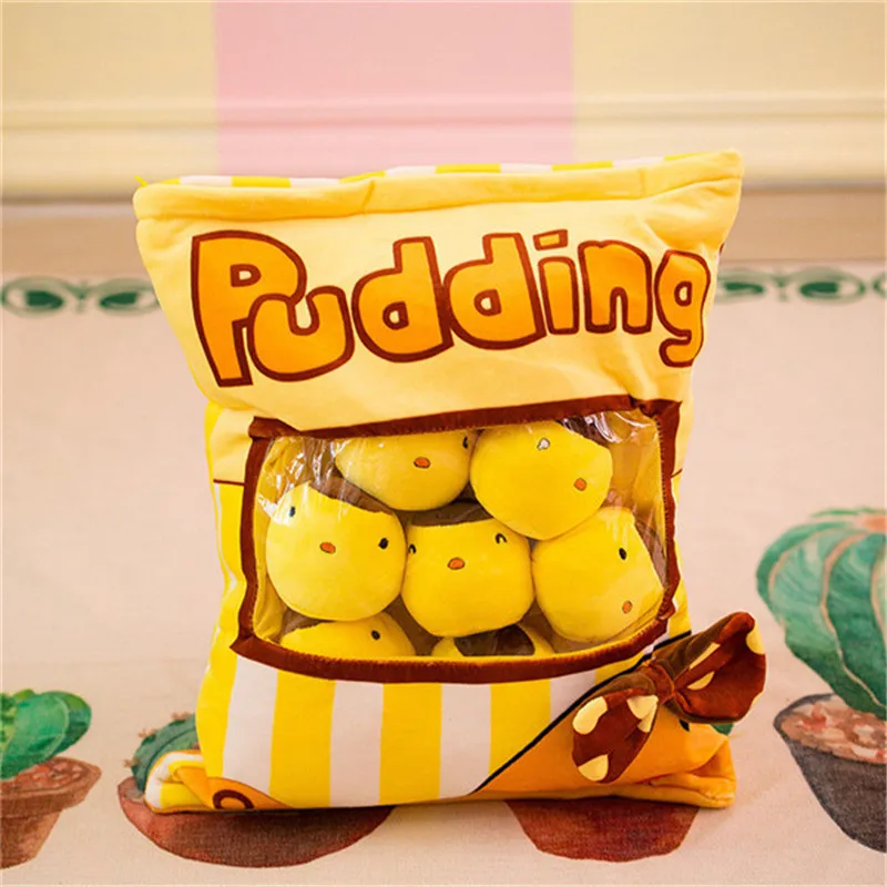 8pcs Big Bag Chicken Sakura Bunny Rabbits Bag Pudding Plush Simulation Snack Throw Pillow Toys Cartoon Dolls (16)