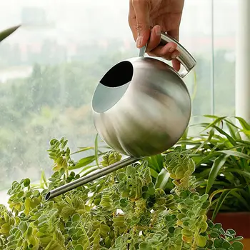 

LanLan 1L Stainless Steel Long-Mouth Watering Can Spherical Household Watering Gardening Tool-35