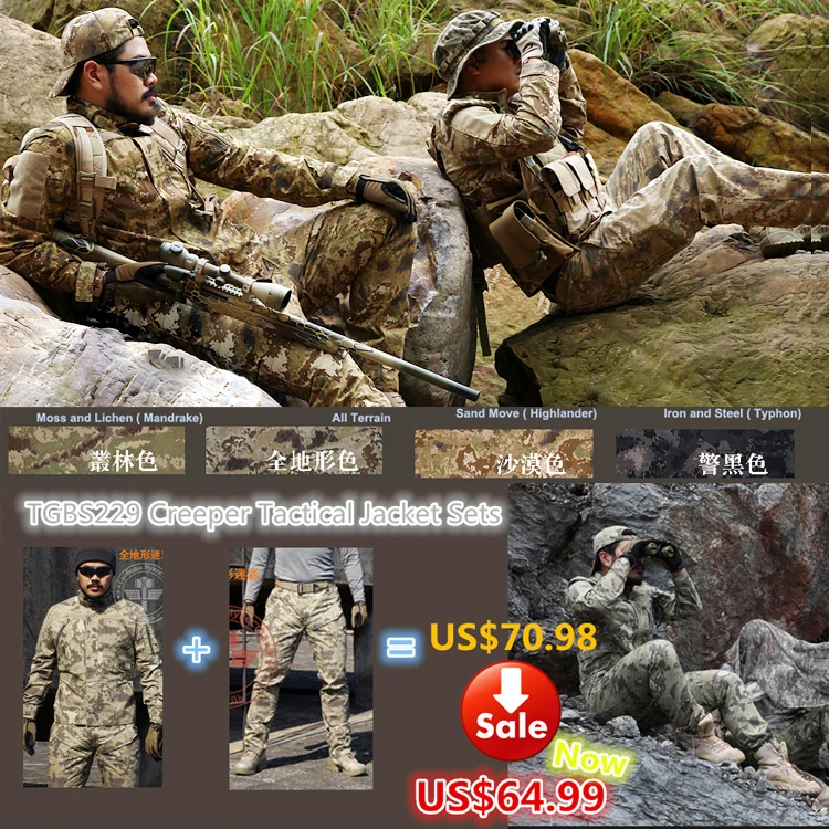 

All terrain Outdoor Camo Creeper tactical uniform set / Camo Duty Uniforms one jacket and one tactical pants