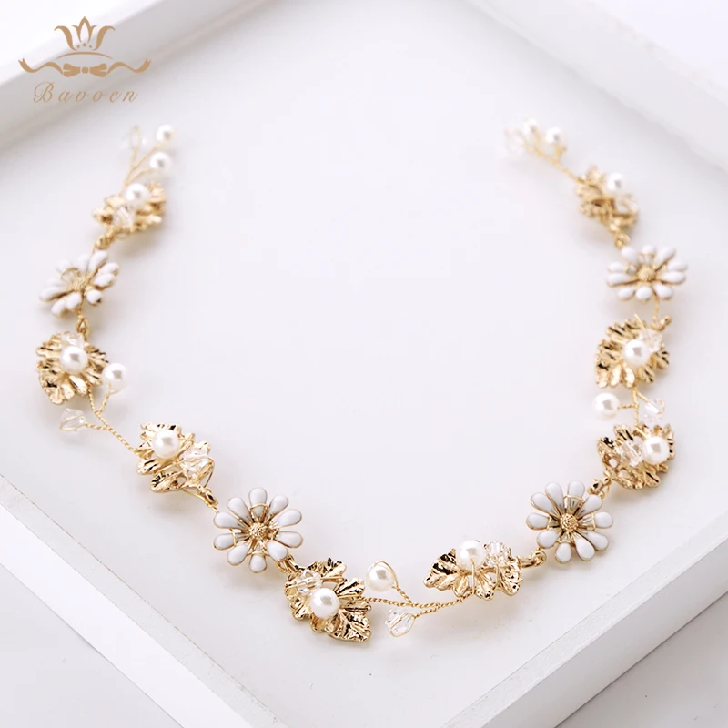 

Korean Gold Leaves Soft Brides Hairbands Long Sunflower Wedding Hair Accessories Party Dress Accessories