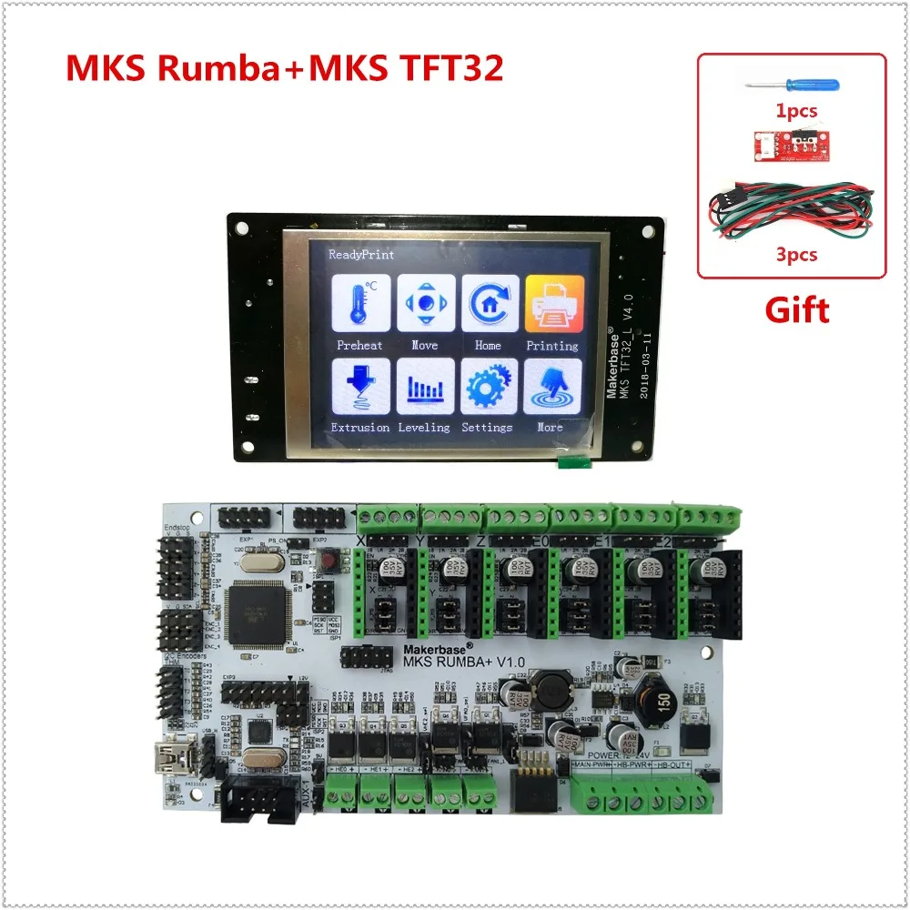 

DIY 3D printer units MKS Rumbaplus + MKS TFT32 v4.0 display LCD all in one board controller card Rumba-board electronic diy kit