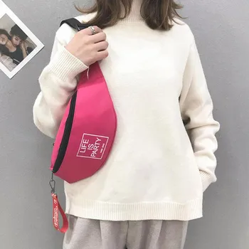 

Women Canvas Waist Bag Letter Shoulder Crossbody Chest Bags Packs pouch man sports Leisure belt bags waist bag #25