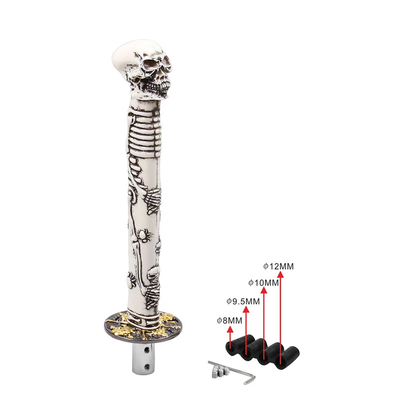 

Stytlish 33CM Japanese Katana Skull Gear Shift Knob Car Refitting Samurai Sword Car Accessory Universal for Car Models White