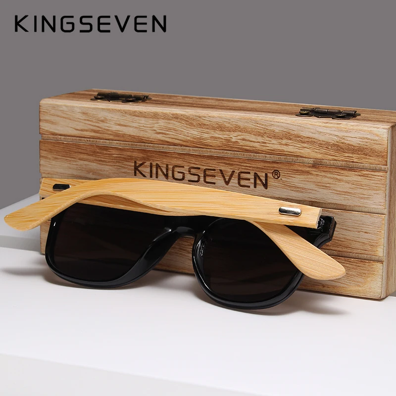 KINGSEVEN Bamboo Polarized Sunglasses Men Wooden UV400 Sun glasses Women Brand Original Wood Glasses Oculos de sol masculino