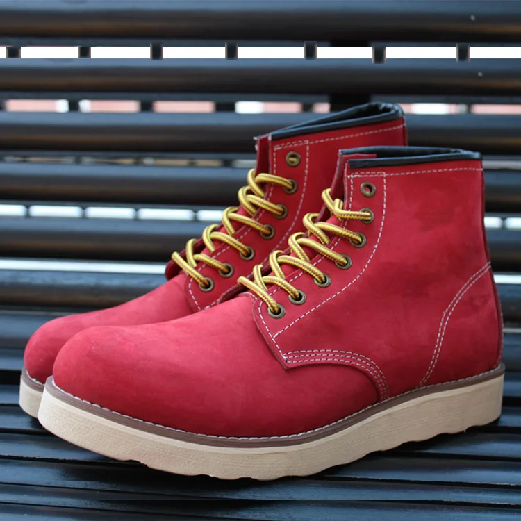 

Micholediys 2018 New arrival Handmade Vintage High-riseRed Motorcycle Wing British Men's Boots