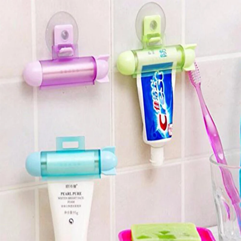 2 случайных цвета соковыжималка для зубной пасты, подходит с присоской, легко крепится на зеркале ванной комнаты и гладкой стене