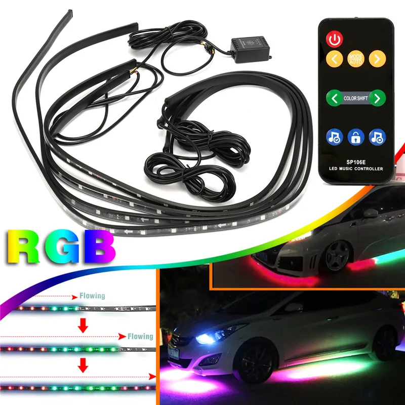 Buy 4Pcs LED Car Flexible Strip light Decorative lamp
