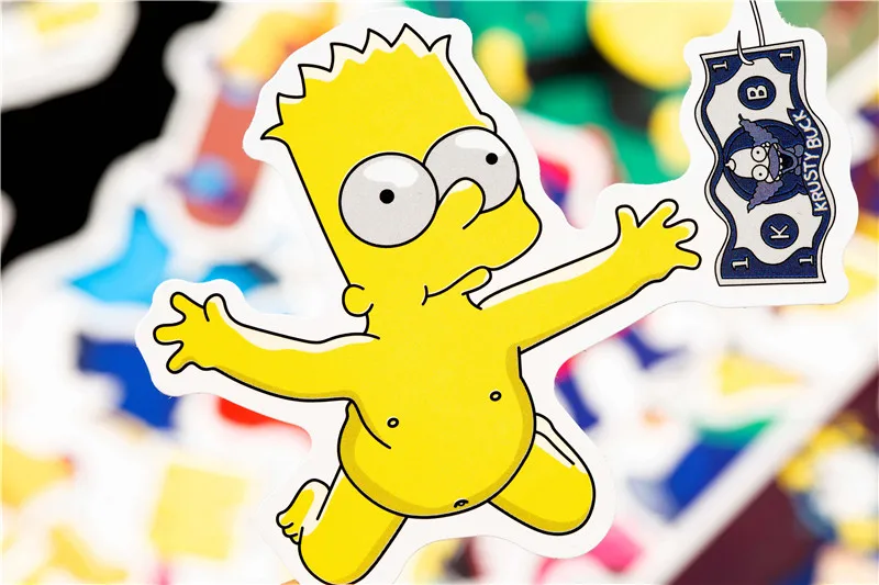 50pcsLot Funny Anime Cartoon Simpsons Graffiti Stickers For Moto Car & Suitcase Cool Laptop Stickers Skateboard Kids Stickers (8)