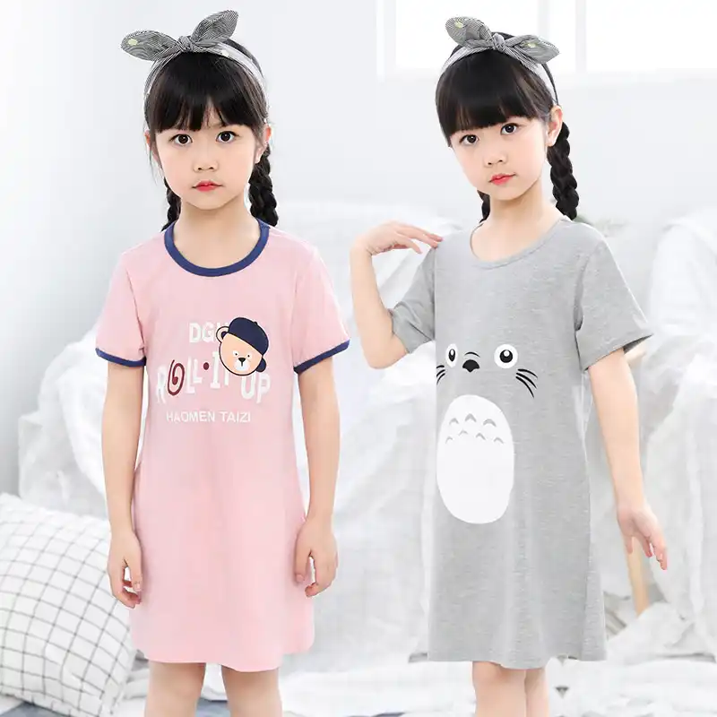 Unicorn Princess Nightgowns Little Girls Nightdress Toddler Sleepwear Short Sleeve Pajamas