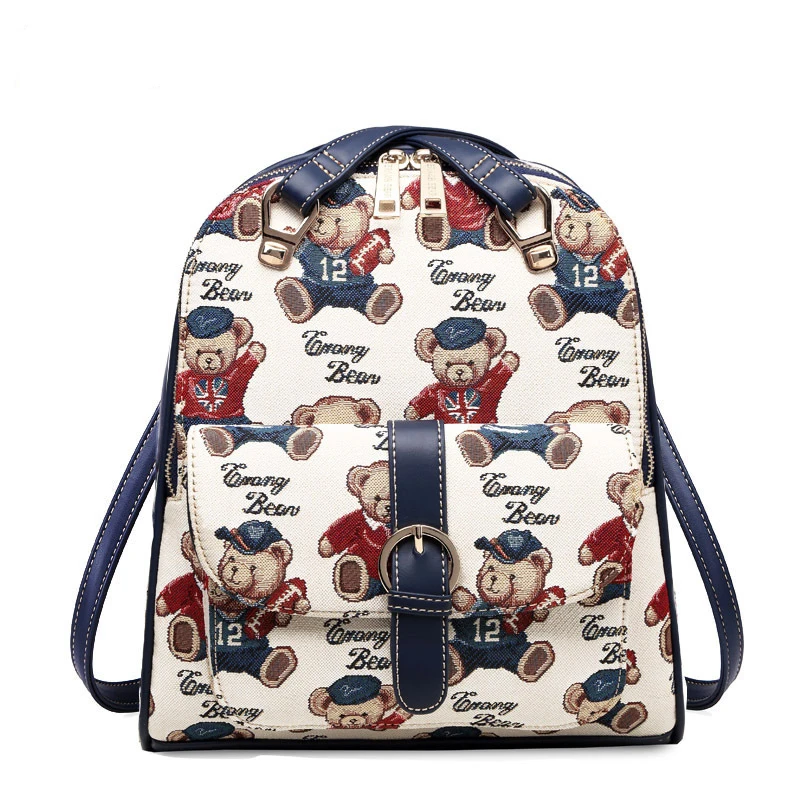 Korean version of the shoulder bag cute Meng cartoon sweet personality canvas backpack wild shoulder bag