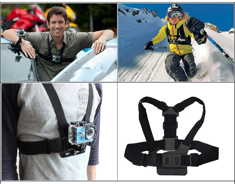 ACCESSORI GO PRO Spalla Toracica Belt Strap Mount Per Go pro Accessori SJ4000 Accessori Go pro Hero HD Hero 1 2 3 3 4 Macchina Fotografica di Azione esterna 51