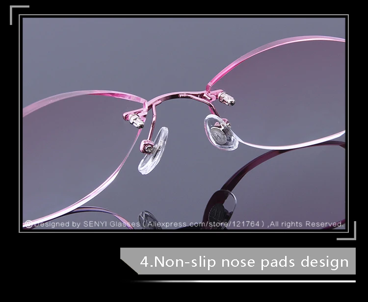 Очки без оправы женские очки для чтения оттенок розовые прозрачные линзы дальнозоркость для чтения приносить с ристоном женские очки 033