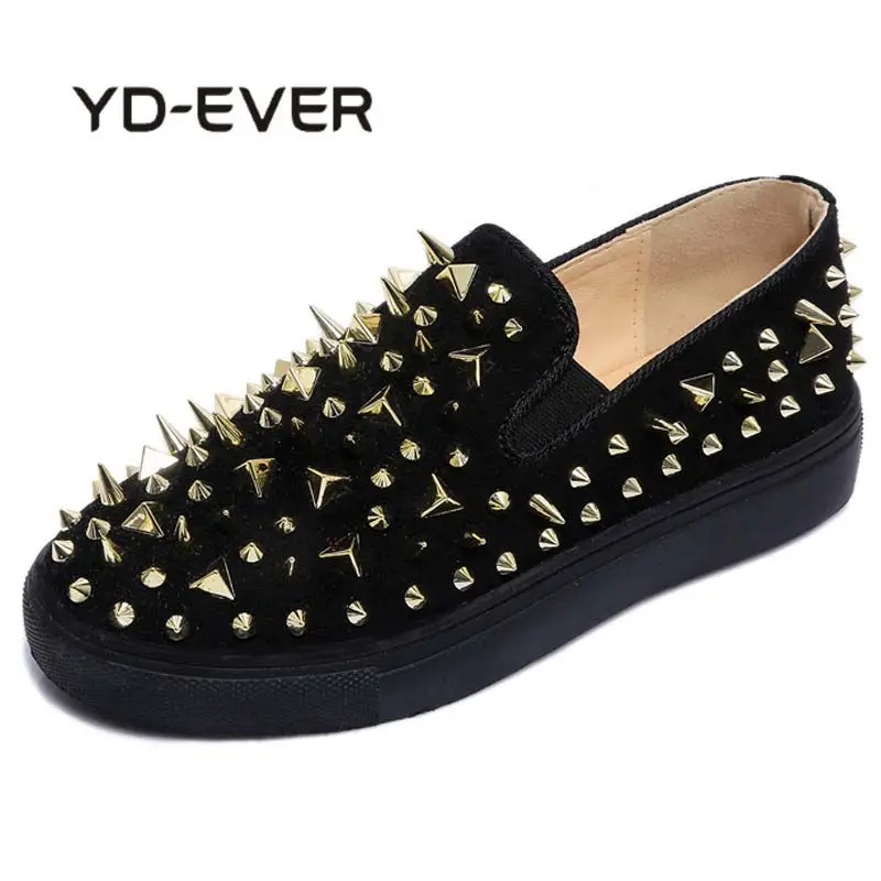 YD EVER Rivet Decoration Unique Fasion Women Flat Shoes Woman Shoes