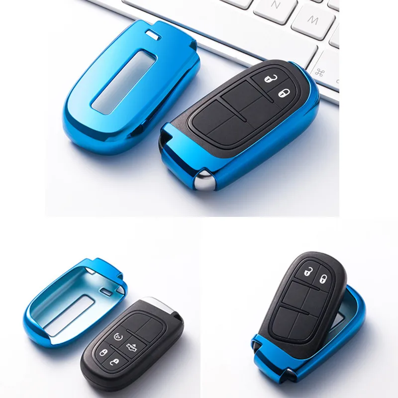 

Soft TPU Car Key Cover Case Key Chain Key Chain Protector For Jeep Grand Cherokee Chrysler 300C Renegade Fiat Freemont 2018