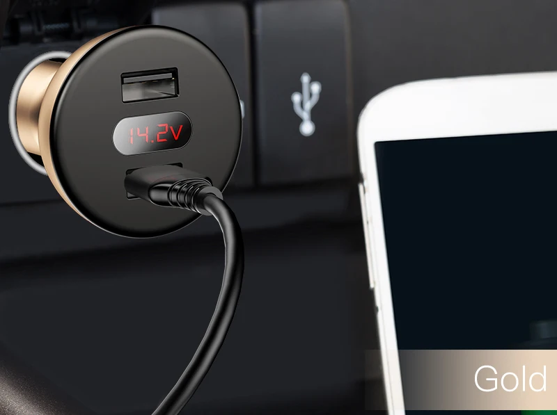 5v 1a usb Baseus Car Charger USB Fast Charging 4.8A 360 Rotation Display Player Charger Dual USB Car Mobile Phone Charger Adapter ForPhone usb c power adapter 20w